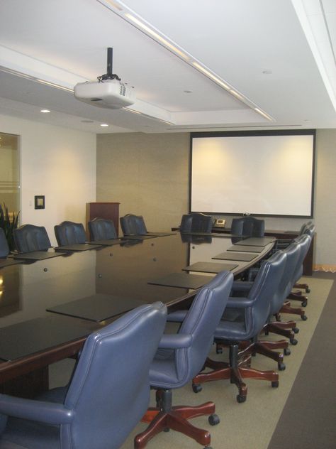 Projector Supercenter, LLC Conference room projector installation.   Visit us at https://www.projectorsupercenter.com Projector In Office, Projector Installation, Room Projector, Audio Visual Installation, Art Projector, Home Theater Installation, Dark Room, Home Loans, Meeting Room