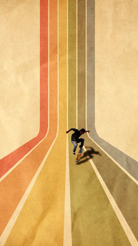 Vintage Skateboard On Colorful Stipe Runway #iPhone #6 #plus #wallpaper Skateboard Aesthetic Wallpaper, Wallpaper Skateboard, Vintage Phone Wallpaper, Skateboard Wallpaper, Surfer Room, Wallpapers Flowers, Lock Screen Wallpaper Android, Backgrounds Laptop, Wall Art Idea