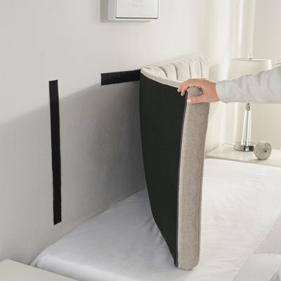 The revolutionary EZ Headboard is a game-changer in bedroom decor. Crafted with convenience in mind, this chic upholstered headboard attaches directly to the wall with strong, double-sided tape, so you can position it exactly where you want it. Installation is fast and easy, with no tools or hardware required. The modern, paneled design effortlessly enhances any bedroom, dorm room, or guest room, and the soft yet sturdy foam fill offers both comfort and support. Priced at 30-50% less than conven Wall Mounted Headboard, Mounted Headboard, Soundproof Wall, Floating Headboard, Wall Mounted Headboards, Lit King Size, Beige Bed, Headboard Designs, Upholstered Panels