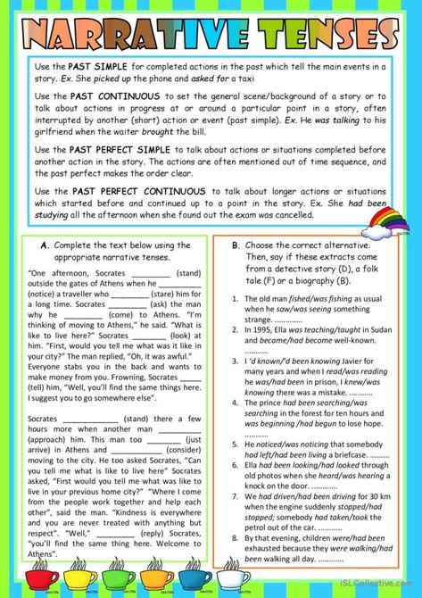 Hi! I've prepared this worksheet to practice narrative tenses. My upper-intermediate students will do it and they'll write they own story by using narrative tenses. Hope you find it useful! Have a terrific day :D How To Write A Narrative Story, English Notes, Narrative Story, Teaching Plan, Scene Background, Verb Tenses, English Teaching, Narrative Writing, Creative Writing Prompts