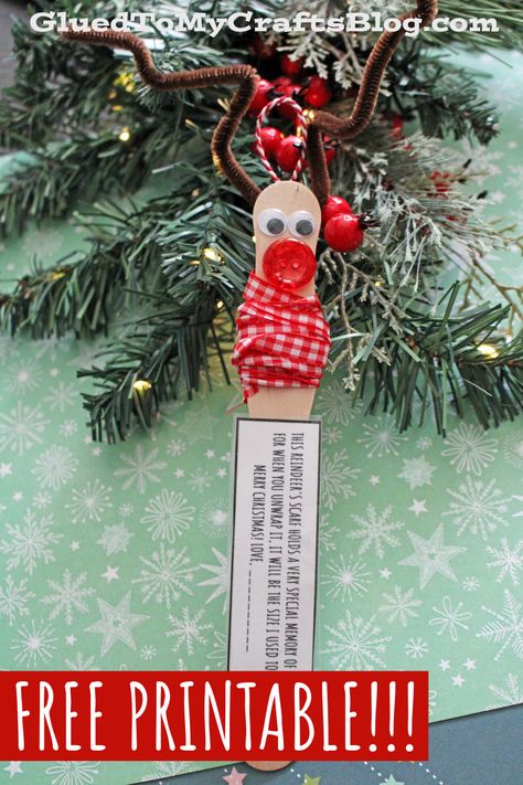 Reindeer Scarf Keepsake Ornament - Glued To My Crafts Snowman Scarf Keepsake Ornament, River Crafts, Eyfs Christmas, Ornament Decorating, Christmas Sunday School, December Ideas, Advent Ideas, Santa Party, Parents Christmas