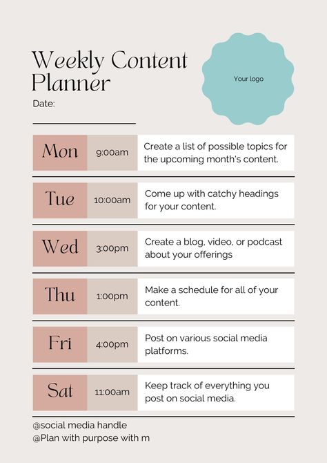 Colourful Weekly Social Media Planner With Space for Content Ideas And Scheduling Weekly Social Media Planner, Social Media Tracker, Social Media Content Planner, Youtube Business, Store Design Boutique, Social Media Planning, Media Planner, Content Planner, Social Media Schedule