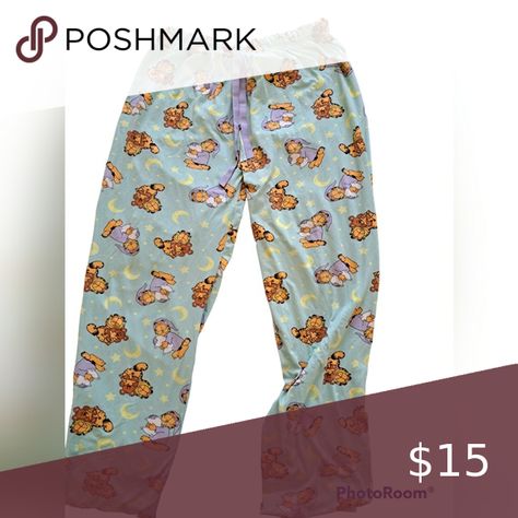 Garfield pajama pants Garfield Pj Pants, Candle Pedestal, Pj Pants, Clothing Ideas, Waist Band, Winter Coat, Pajama Pants, Pajamas, Like New