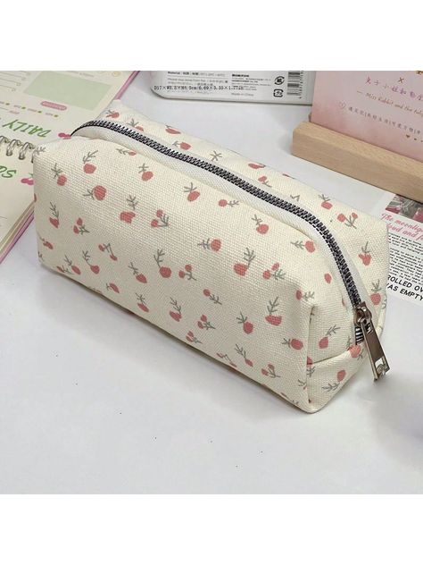 WARNING: CHOKING HAZARD-Small parts, not for children under 3 yrs.Cherry Cream Ditsy Floral Print Pencil Case, Multi-Function Stationery Pouch, Cosmetic Bag     Polyester     Filing Products, size features are:Bust: ,Length: ,Sleeve Length: Pouch For Stationary, Cute Small Pencil Case, Cottagecore Pencil Case, Aesthetic Pencil Pouch, Stationery Pouch, Cute Pencil Pouches, Simple Pouch, Canvas Pencil Case, Cute School Supplies