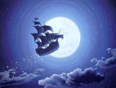 Peter Pans, Peter Pan Art, The Jolly Roger, Peter Pan Nursery, Peter Pan Disney, 동화 삽화, Images Disney, Ship Drawing, Treasure Planet