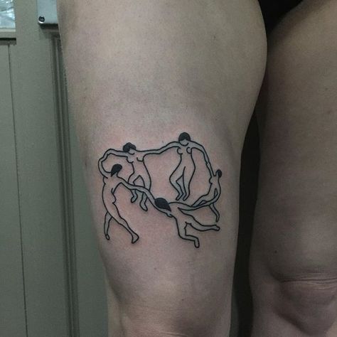 Matisse by Curt Montgomery Matisse Tattoo, Dancing Tattoo, Tattoo Fe, Dance Tattoo, One Line Tattoo, History Tattoos, Ring Finger Tattoos, B Tattoo, Popular Tattoos