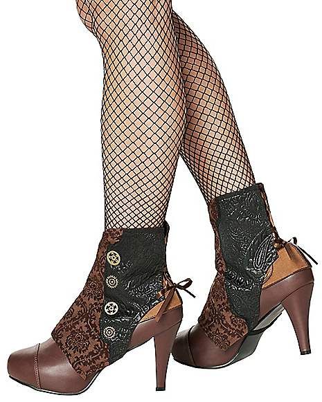 Steampunk Spats, Pin Up Shoes, Steampunk Shoes, Steampunk Halloween, Steampunk Costume, Shoe Covers, Decorated Shoes, Spirit Halloween, Strap Heels