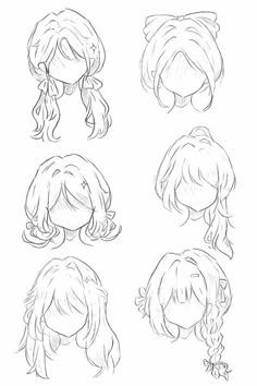 Drawing Anime Body Tutorial, Draw Anime Hair Tutorial, How To Draw Hair Styles, Anime Style Drawing Sketch, How To Draw Cute Hair, Anime Sketch Ideas Drawing Reference, Chibi Sketch Hair, Anime Hair Drawing Tutorials, Hair Ideas For Drawing