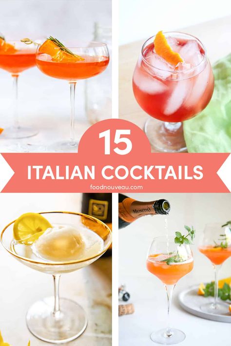 Discover 15 classic to creative Italian cocktails in this collection of drink recipes perfect for happy hour. Host l'aperitivo at home! Italian Limoncello Recipe, Italian Cocktail Recipes, Italy Recipes, Limoncello Recipe, Italian Drinks, Italian Dinner Party, Italian Cocktails, Sweet Cocktails, Brunch Cocktails