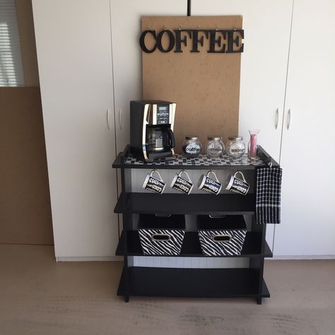 Bookshelf turned into a coffee bar. Gas Grill, Coffee Bar, A Coffee, Bookshelves, Diy Projects, Bar, Coffee, Outdoor Decor, Furniture