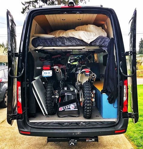 What Is a Moto Van? - Risk Racing Motorcycle Campers, Cargo Trailer Conversion, Van Conversion Interior, Motorcycle Trailer, Sprinter Camper, Campervan Life, Build A Camper Van, Van Life Diy, Build A Camper