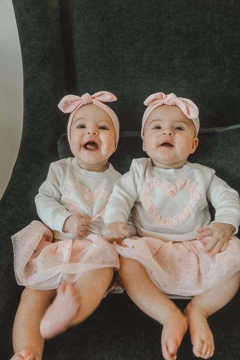 Happy Valentines | Kelsey Bang Twins Girl, Twins Baby, Twin Girl, Twin Baby Aesthetic, Twin Valentines Day Pictures, Baby Twins Boy And Girl, Twin Baby Girls Newborns, Burgundy Prom Dress Mermaid, Twin Baby Girls Aesthetic