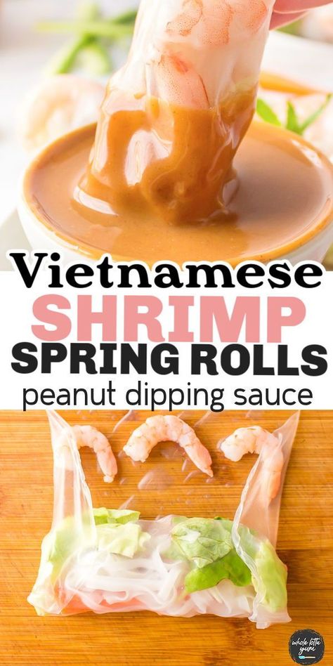 Spring Rolls With Shrimp, Spring Roll Peanut Sauce, Spring Rolls Recipe Shrimp, Spring Roll Dipping Sauce, Peanut Butter Dipping Sauce, Fresh Spring Rolls Recipe, Easy Spring Rolls, Vietnamese Shrimp, Homemade Spring Rolls