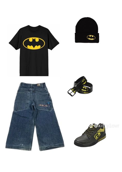 Batman Inspired Outfit, Edgy Outfits Aesthetic, Spiderman Outfit, Batman Inspired, Batman Outfits, Skater Outfits, Thrifted Outfits, Baggy Clothes, Funky Outfits