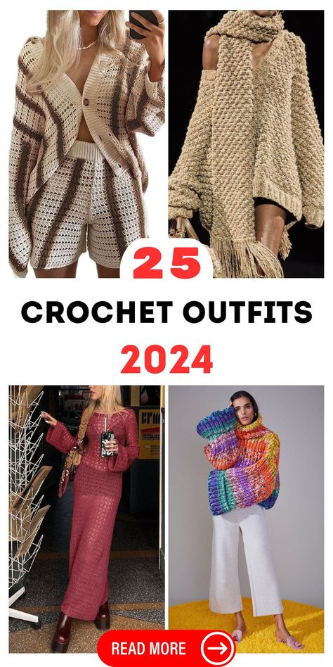 The crochet outfits aesthetic captures the essence of handcrafted beauty. Each piece tells a story of hours of dedication and skill, resulting in outfits that are as beautiful to wear as they are to look at. Perfect for those who appreciate the finer details, these crochet outfits add a layer of sophistication to any look. 2025 Crochet Trends, 2024 Crochet Trends, Crochet Outfits Aesthetic, Crochet Fashion Trends, Crochet Outfits, Black Women Dress, Crochet Aesthetic, Crochet Coat, Winter Chic