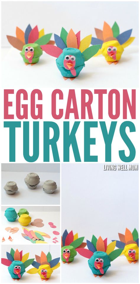 These adorable egg carton turkeys will be the delight of any kid creator. Reuse old egg cartons with this easy Thanksgiving craft! Craft Egg Carton, Craft Thanksgiving, Turkey Crafts Kids, Thanksgiving Crafts For Toddlers, Thanksgiving Crafts Preschool, Easy Thanksgiving Crafts, Thanksgiving Craft, Turkey Crafts, Egg Cartons