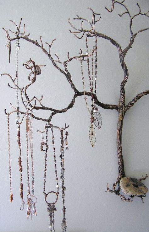 I want to make this! how to make a wire jewelry tree | Grandpa’s wire tree | Natură Studios Jewelry Storage Wall, Jewelry Tree Diy, Tree Jewelry Holder, Necklace Hanger, Homemade Hamburger, Homemade Alfredo, Diy Jewelry Display, Diy Jewelry Holder, Wire Trees