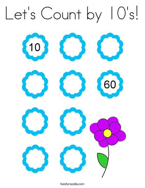 Let's Count by 10's Coloring Page - Twisty Noodle Soal Tk, Skip Counting Activities, Counting By 10, Aa School, Twisty Noodle, Counting For Kids, Preschool Math Worksheets, Kids Worksheets Preschool, 1st Grade Math Worksheets