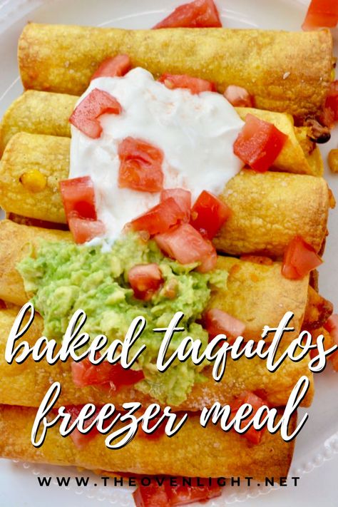 Baked Taquitos | Use leftovers for a filling and freeze for later. Amazing flavor and healthy! #taquitos #bakednotfried #leftovers #freezermeal Taquitos Freezer, Healthy Taquitos, Baked Taquitos, Freeze Ahead Meals, Taquitos Beef, Freezer Dinners, Freezer Friendly Meals, Freezable Meals, Mini Tacos