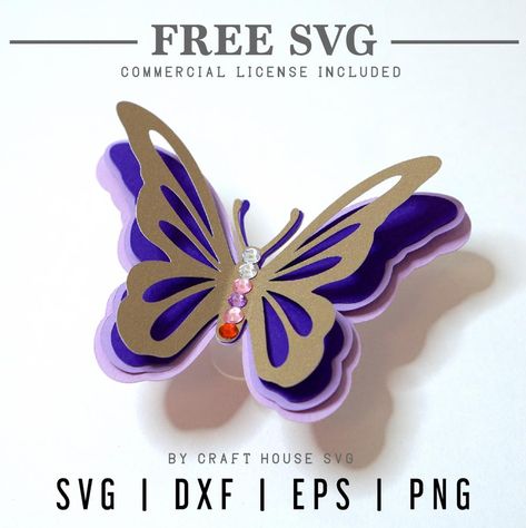 Layered Butterfly Svg, Free Monogram Fonts, Butterfly Svg, Butterfly Template, Free Monogram, Butterflies Svg, 3d Butterfly, Free Svg Files, Cricut Free