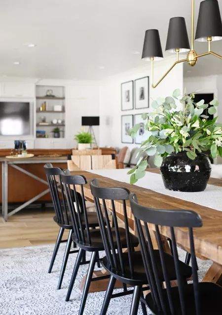 pink_peppermint_design's KITCHEN Collection on LTK Modern American Farmhouse, Fixer Upper Home, American Farmhouse, Affordable Interior Design, Black Dining Chairs, Farmhouse Remodel, Hill Interiors, Modern Farmhouse Design, Classic Kitchens