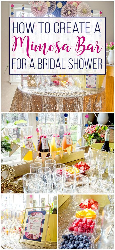 Bridal Brunch Food, Mimosa Brunch, Brunch Decor, Disney Bridal Showers, Champagne Brunch, Donut Bar, Bridal Shower Planning, Bridal Shower Food, Mimosa Bar