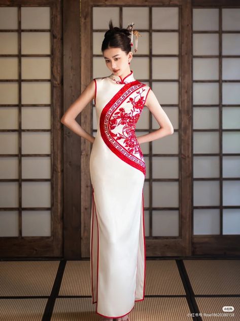 Chinese Qipao Modern, Cheongsam Sangjit, Sangjit Dress, Cheongsam Design, Collection Moodboard, Moda China, Wedding Qipao, Kebaya Wedding, Best Winter Outfits