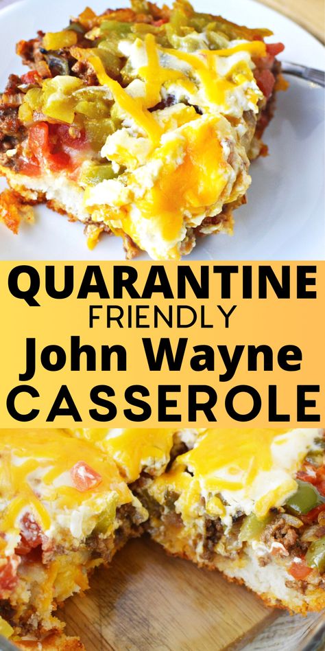 John Wayne Casserole Recipe - This is a great make ahead recipe. Make for elderly friends and family members. Freezes well. #casserole #easymeals Cold Weather Casseroles, Husbands Delight Casserole, John Wayne Casserole Recipe, John Wayne Casserole, Easy Casseroles, Spam Recipes, Fall Planning, Baked Food, Cheeseburger Pie