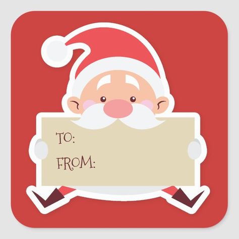 Cute Sitting Santa christmas Gift Sticker Cheer Cards, White Chalkboard, Elf Reindeer, Holding A Sign, Coworkers Christmas, Christmas Labels, Cute Santa, Paper Gift Tags, Merry Christmas Santa