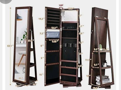 Mirror Dressing Table Ideas, Dressing Table Ideas, Full Length Mirror Cabinet, Dressing Table Mirror Design, Armoire With Mirror, Mirror Dressing Table, Mirror Dressing, Standing Jewelry Armoire, Dressing Table Design