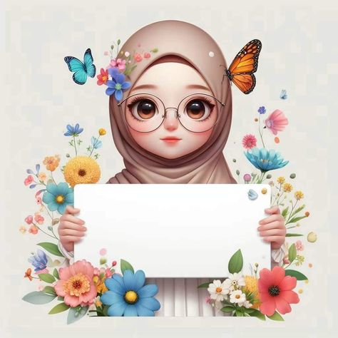 Cute Hijab Cartoon Wallpaper, Printable Islamic Art, Artsy Background, Picture Frame Gallery, Card Design Handmade, Eid Crafts, Floral Cards Design, Cute Alphabet