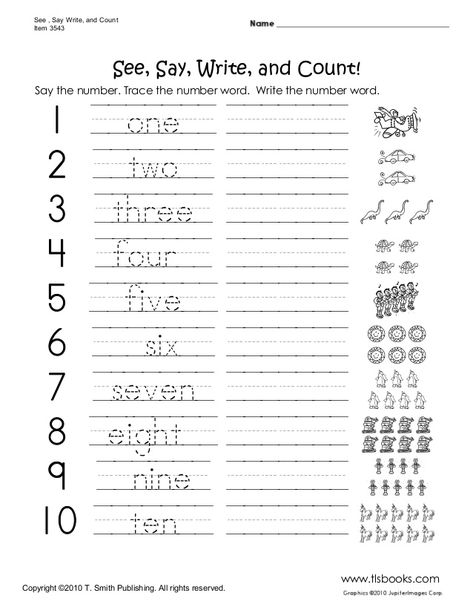 See , Say Write, and CountItem 3543www.tlsbooks.comSee, Say, Write, and Count!Say the number. Trace the number word. W... In Words Counting, Numbers As Words Worksheet, Write Numbers In Words Worksheet, Writing Numbers In Words, Count And Write The Number, Numbers Lettering, Numbers In Words, Tracing Words, Number Trace