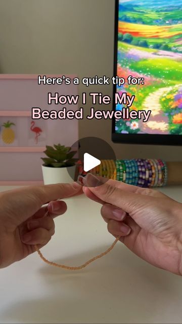 CT • Beaded Jewellery on Instagram: "how I tie my beaded jewellery! 💗" How To Make Charms, How To Tie A Bracelet, How To Make Bracelets With Beads, Art Camp Projects, Crystal Bead Jewelry, Diy Bracelets Tutorials, Bead Charms Diy, Diy Bracelet Designs, Bead Charm Bracelet