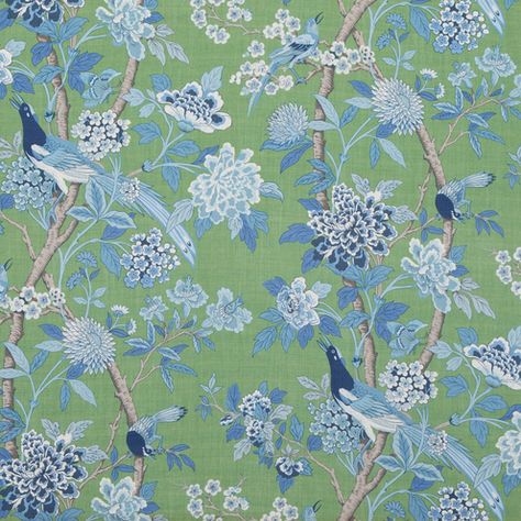 Blue Fabric Pattern, Custom Drapery Panels, Chinese Wallpaper, Bird Fabric, Gp&j Baker, Emerald Blue, William Turner, Custom Drapery, Drapery Panels