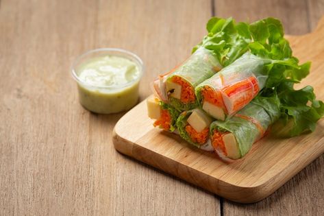 Imitation crab stick fresh vegetable sal... | Free Photo #Freepik #freephoto #salad-roll #crab-stick #salad #healthy-meal Fresh Vegetable Salad, Salad Roll, Crab Sticks, Crab Rolls, Crab Stick, Thai Salads, Salad Rolls, Vegetable Salad, Culinary Arts