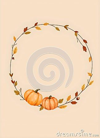 ai-generated-thanksgiving-circle-wreath-pumpkins-autumn-leaves-beige-background Circle Drawing, Beige Background, Mail Art, Fall Pumpkins, Autumn Leaves, Thanksgiving, Vector Illustration, Drawings, Art