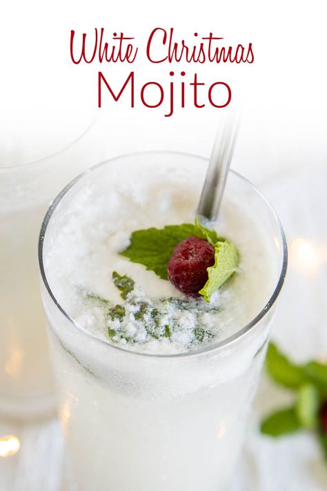 Bring the tropics this holiday season with this White Christmas Mojito. Made with classic mojito ingredients plus the addition of coconut milk, it's the perfect way to celebrate. Coconut Milk Mojito, Christmas Mojito Holiday Cocktails, Christmas Mojitos, Christmas Mojito Recipe, White Christmas Mojito, Vegan Mexican Hot Chocolate, Christmas Mojito, Recipes Using Coconut Milk, Passion Fruit Mojito