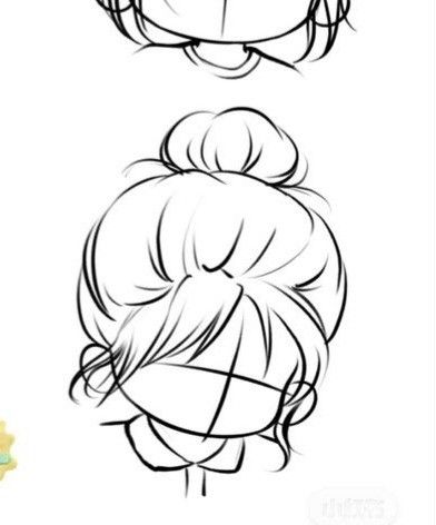 How To Draw Manga Step By Step, Easy Bangs Drawing, Drawing Chibi Hair, Chibi Hair Tutorial, Chibi Sketch Hair, Drawing Bases Group Of 5, Chibi Hair Female, Chibi Hair Drawing, How To Draw Chibi Hair