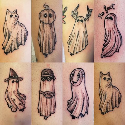 All of my spooky ghost's from my flash! Thank you so much to everyone who came out to support my shop @bodygallerytattoo and our killer… Ghost Flash Tattoo, Flash Tattoo Ideas, Ghost Tattoos, Tatuagem Masculina Pequena, Ghost Tattoo, Spooky Tattoos, Sketch Tattoo Design, Tattoo Project, Funny Tattoos