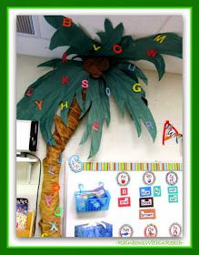 Three Dimensional Chicka Chicka Boom Boom in the Classroom Chicka Chicka Boom Boom Tree, Chicka Chicka Boom Boom Activities, Class Tree, Classroom Tree, Chicka Chicka Boom Boom, Preschool Rooms, Chicka Chicka, Kindergarten Graduation, Class Decoration