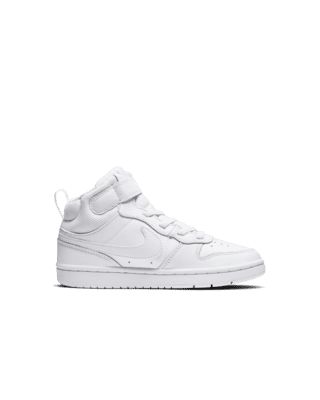 Your little one will feel like an all-star off the court with the Nike Court Borough Mid 2. The classic mid-top design features durable leather for a premium look and feel. A hook-and-loop strap makes it easy to take the shoe on and off. Shown: White/White/White Style: CD7783-100 Nike Court Borough Mid 2, Court Borough Mid 2, Nike Court Borough, Mid Top, Top Design, The Court, White White, White Style