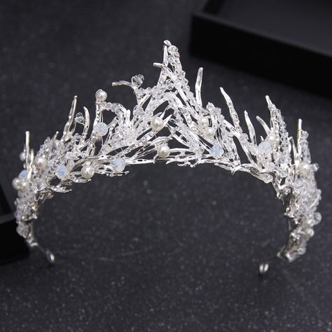 MANWII New Design Branches Flame Party Jewelry Personality Fashion Wedding Hair Accessories Hair Jewelry HL1077 Black Quinceanera, Crown Handmade, Handmade Tiaras, Tiara Headpieces, Hair Crown, Wedding Headdress, Pearl Accessories, White Leaves, Beaded Leaf