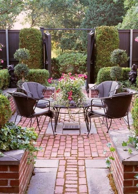 So inviting Brick Patio, Outdoor Seating, Seating Area, In The Middle, Outdoor Patio, The Middle, Trees, Patio, Plants