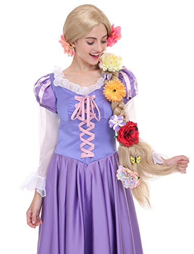 Flowers Costume, Rapunzel Wig, Braids Blonde, Rapunzel Cosplay, Rapunzel Costume, Color Rubio, Blonde Braids, Wigs Online, Costume Wigs