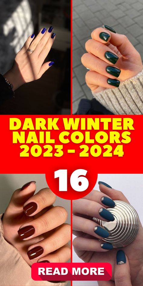 Chic and Classy Winter Manicures: Achieve chic and classy winter manicures with the trendiest dark nail colors of 2023-2024. These rich, deep hues are ideal for expressing your style during the cold season. Whether you prefer neutral or bold designs, these gel and polish options have you covered. Nail Color Winter 2024, Nails Colors Winter 2024, January Nail Colors Winter 2024, Nail Polish Colors Winter 2024, Winter 2024 Color Trend Nails, January 2024 Nail Colors, Winter Nail Colors 2023, Classy Dark Nails, January Nail Colors Winter