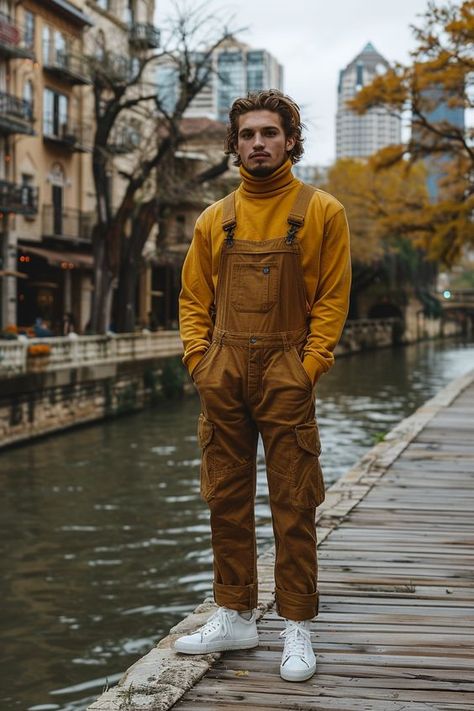 I didn't use to know if a good stick Mens Coverall Outfit, Men In Dungarees, Men Overalls Aesthetic, Dungarees Outfit Men, Men Overalls Outfits, Overalls Outfit Men, Vest Men Outfit, Overalls Aesthetic, Styling Overalls