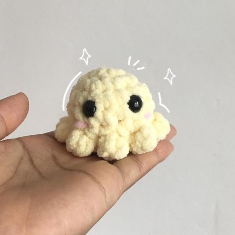 mini yellow baby octopus crochet plush ✨handmade... - Depop Crochet Mini Plush, Octopus Plush Pattern, Baby Octopus Crochet, Mini Octopus Crochet, Mini Crochet Octopus, Crochet Mini Octopus, Mini Plushie, Mini Octopus, Octopus Crochet