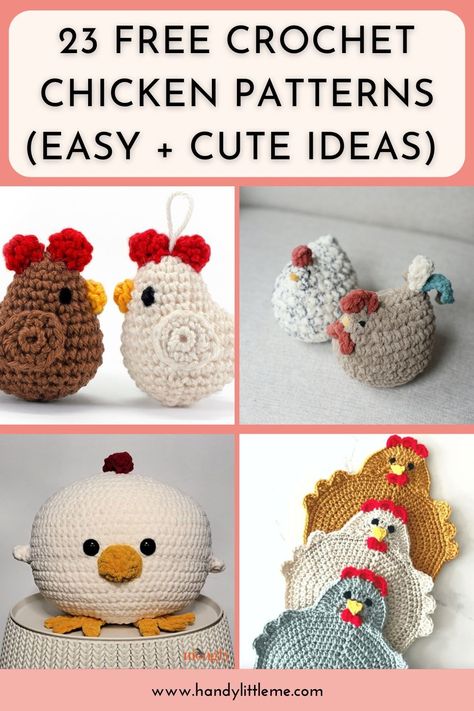 23 Free Crochet Chicken Patterns (Easy + Cute Ideas) - Handy Little Me Crochet For Chickens, Crochet Chicken Wing, Free Crochet Chicken Patterns Easy, Crochet Chicken Ornament, Mini Chicken Crochet Pattern Free, Chunky Chicken Crochet Pattern Free, Emotional Support Chicken Free Pattern, Crochet Mabel Chicken Pattern Free, Stuffed Toys Patterns Free Crochet