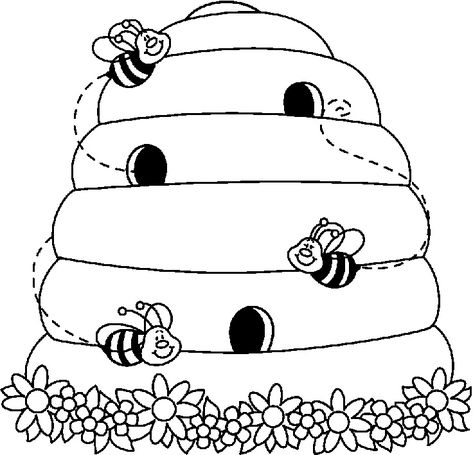 Use the form below to delete this Bee Hive Clip Art Black And White image from our index. Description from clipartbest.co. I searched for this on bing.com/images Bee Activities, Bee Coloring Pages, Bee Party, Bee Embroidery, Baby Clip Art, Bee Crafts, Bee Art, Digi Stamps, Bee Theme