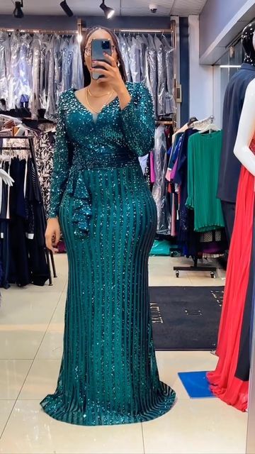 Long Lace Gown Styles Nigerian, Net Lace Gown Styles, Gown Styles For Lace Material, Sequence Gown Styles In Nigeria, Sequence Gown Styles, Sequence Gown, Gown Patterns, Nigerian Lace Dress, Glitter Dresses